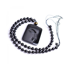 Obsidian Half-Face Buddha Pendant for Protection
