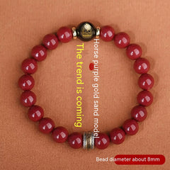 Cinnabar Men's Bracelet with Purple Gold Sand Buddha