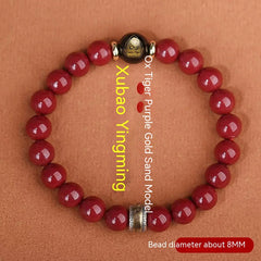 Cinnabar Men's Bracelet with Purple Gold Sand Buddha