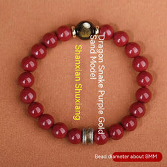Cinnabar Men's Bracelet with Purple Gold Sand Buddha
