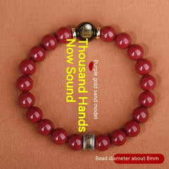 Cinnabar Men's Bracelet with Purple Gold Sand Buddha