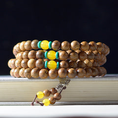 Purple Sandalwood Buddha Beads Wooden Bracelet with Spacers