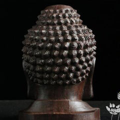 Wood Carved Buddha Head Art Craft Statue