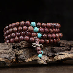 Purple Sandalwood Buddha Beads Wooden Bracelet with Spacers