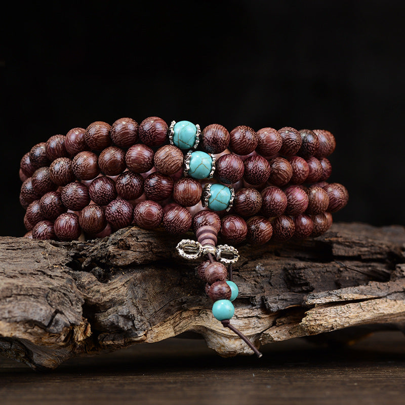 Purple Sandalwood Buddha Beads Wooden Bracelet with Spacers