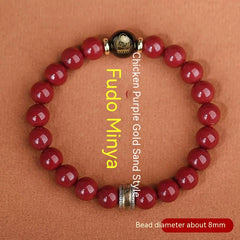 Cinnabar Men's Bracelet with Purple Gold Sand Buddha