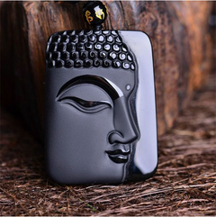 Obsidian Half-Face Buddha Pendant for Protection